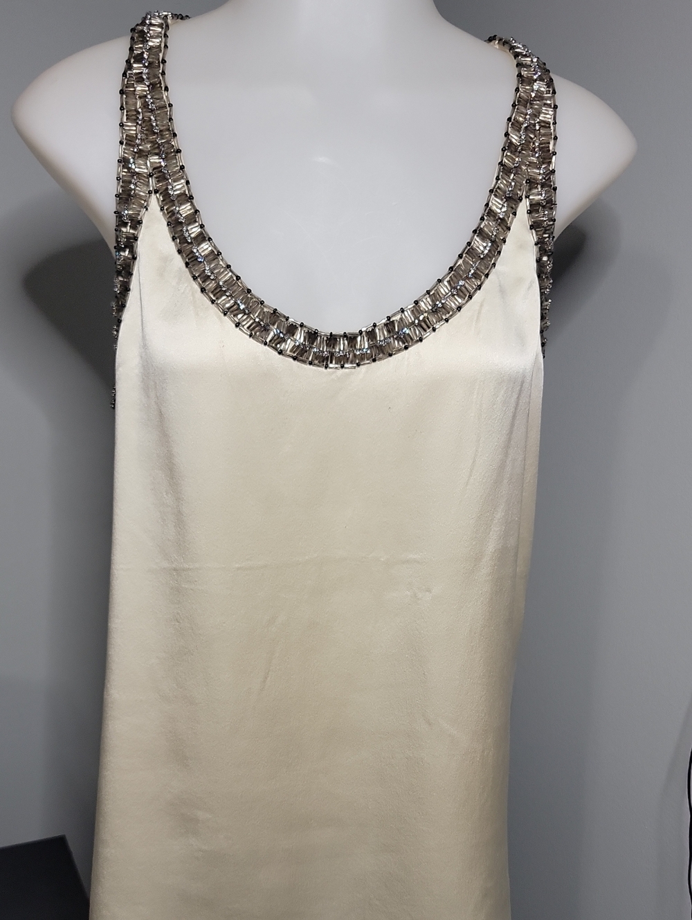 Adam 100% Silk Ivory  Heavy Beaded Cami Size M